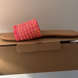 New J Crew size 8 pink raffia slide sandals